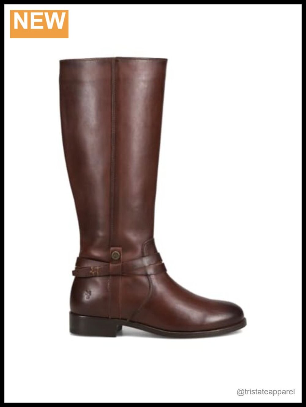 Women's Knee-High Leather Riding Boots Pull-On with Buckle Strap